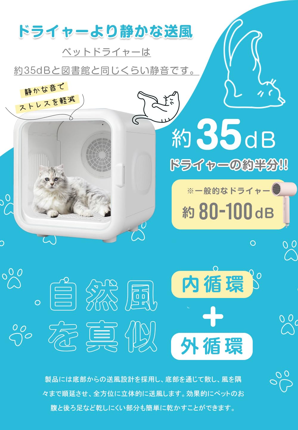 Amazon | VERILADY ペットドライヤー ペット乾燥機 ドライヤーハウス